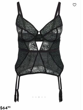 Adore Me NWT Black Lace Bustier with Garters - Women Intimates